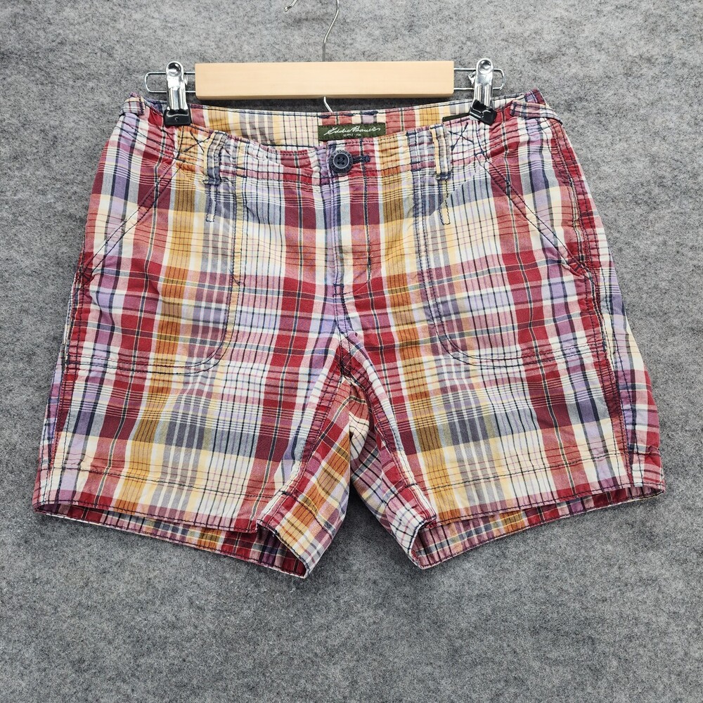 Eddie Bauer Shorts Womens 2 Mercer Fit Red Plaid